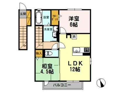 北野翠亭2(2LDK/2階)の間取り写真