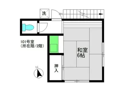 福山アパート(ワンルーム/1階)の間取り写真