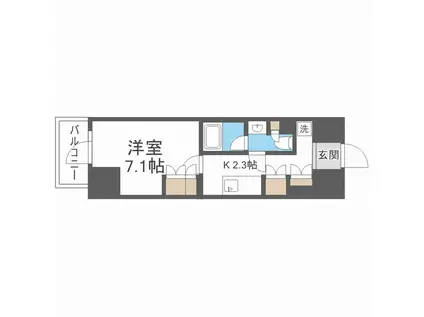 プレール・ドゥーク堺筋本町Q(1K/12階)の間取り写真