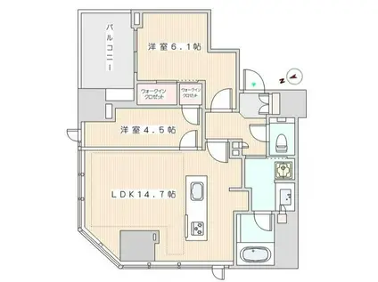 パークホームズ浜松町(2LDK/18階)の間取り写真