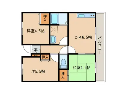 グリーンヴィレッジ和木(3DK/2階)の間取り写真