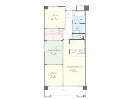 パストラルフラット(3LDK/1階)の間取り写真