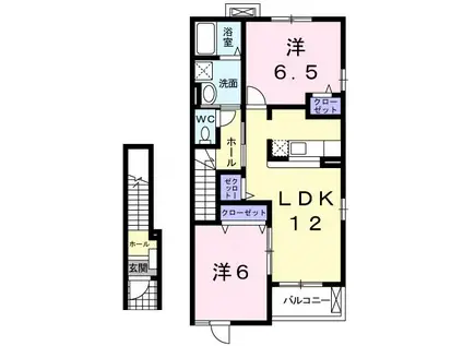 サンライト若松 I(2LDK/2階)の間取り写真