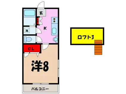 アイクス(1K/2階)の間取り写真