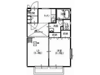 ムーセイオン(1LDK/2階)の間取り写真