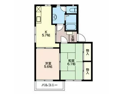 コート岡田屋(2K/2階)の間取り写真