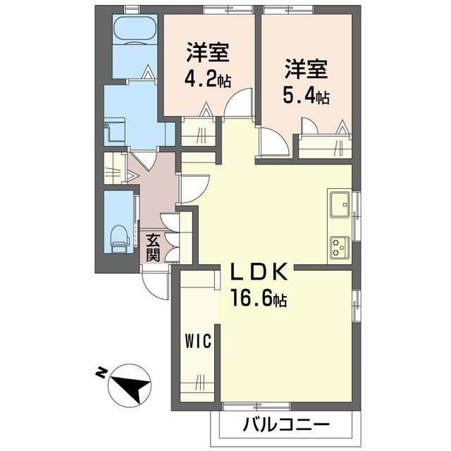 ボービラージュ中山台C棟(2LDK/2階)の間取り写真
