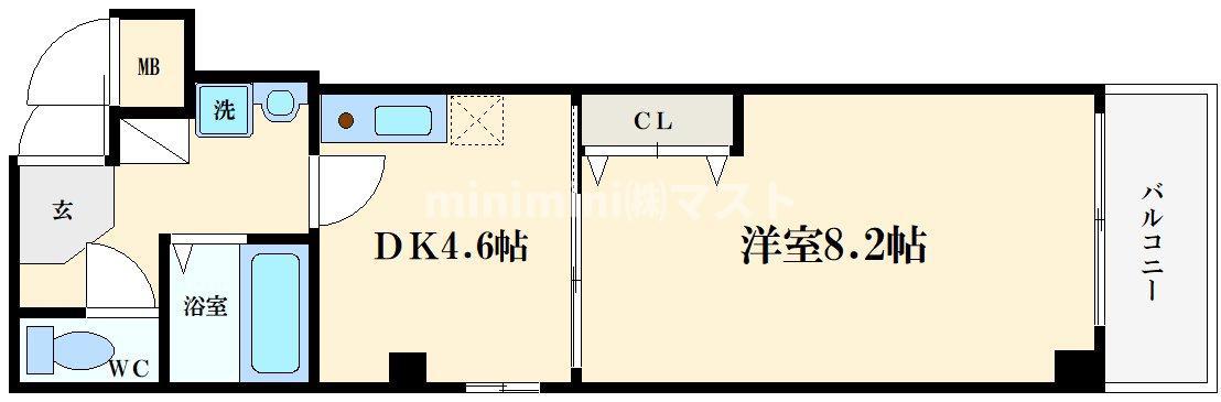 プレアデス本田(1K/2階)の間取り写真
