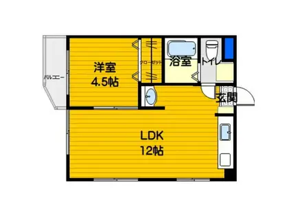 スカイハイツ梅光園(1LDK/3階)の間取り写真