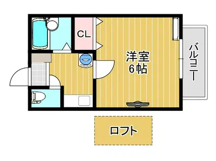 アズーロ高峰(1K/2階)の間取り写真