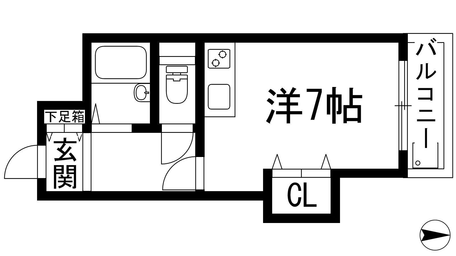 ハイネス門戸(ワンルーム/1階)の間取り写真