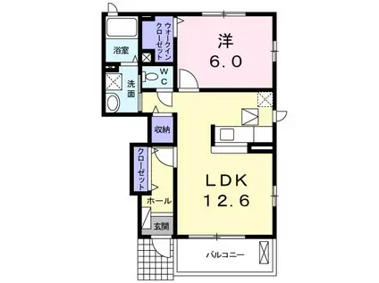 エアリー・ハウスI(1LDK/1階)の間取り写真