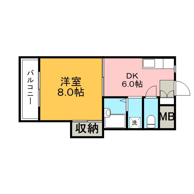 シャトレ新町(1DK/3階)の間取り写真