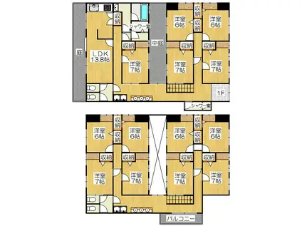 FL洛北庵(ワンルーム/1階)の間取り写真