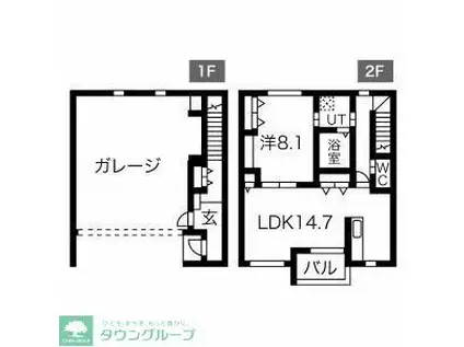 GARAGEAI(1LDK/1階)の間取り写真