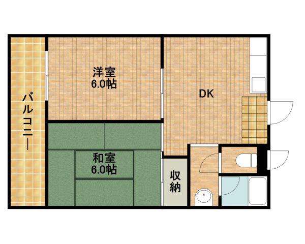 ラベンダーハイツ(2DK/2階)の間取り写真