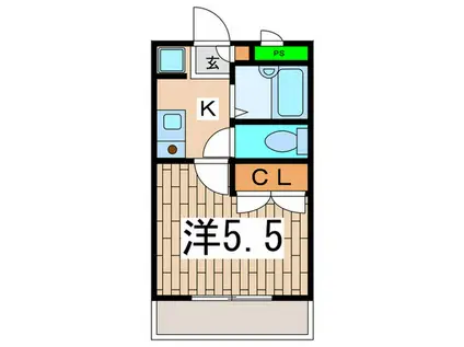 アムール桜ヶ丘(1K/1階)の間取り写真