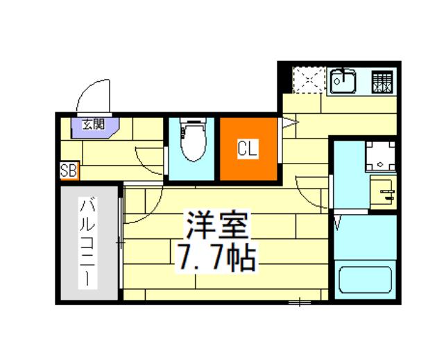 ハーモニーテラス豊新(1K/1階)の間取り写真