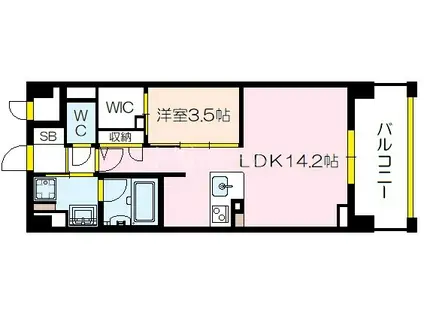セントリヴィエ大阪梅田(1LDK/1階)の間取り写真