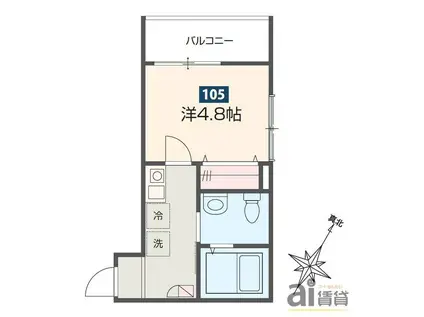 MELDIA小川(1K/1階)の間取り写真