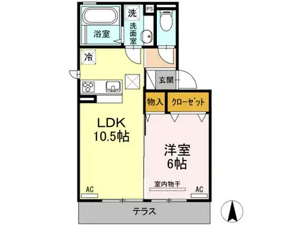 坪井サンハイツIV(1LDK/1階)の間取り写真