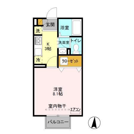 FORTONA木更津(1K/1階)の間取り写真