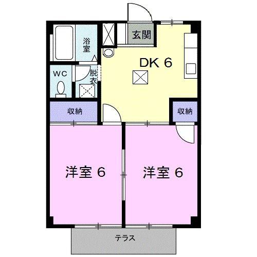 シティハイツ峰(2DK/1階)の間取り写真