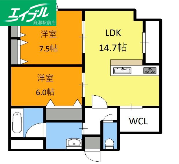 ベンハウス西川緑道公園(2LDK/7階)の間取り写真