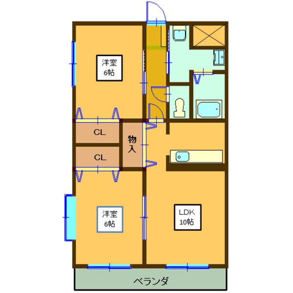 ヴィラ長良(2LDK/1階)の間取り写真
