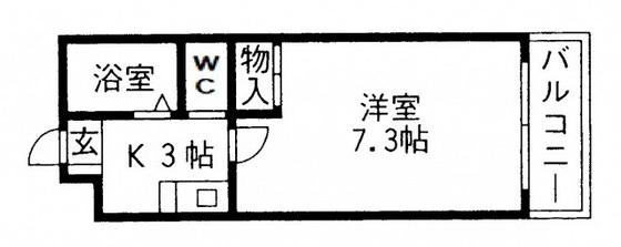 サンヒルズ古市(1K/4階)の間取り写真