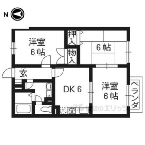 カーサビアーレ(3DK/1階)の間取り写真