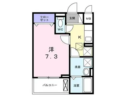 ウィスタリアII(1K/1階)の間取り写真
