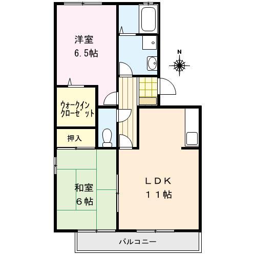 グレースコート国分I(2LDK/3階)の間取り写真