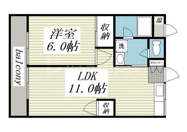 ハイユニメント市川(1LDK/1階)の間取り写真