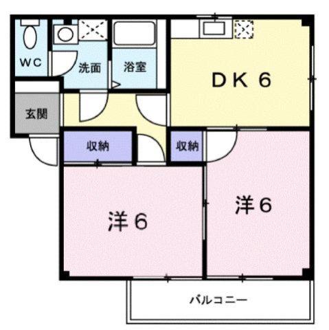 アンソレイエ(2DK/3階)の間取り写真