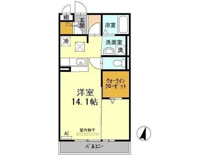 プロシードIII(ワンルーム/1階)の間取り写真