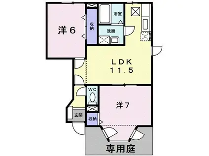 エスポワールB(2LDK/1階)の間取り写真