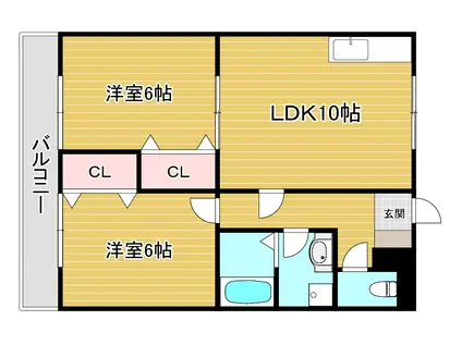 パインコート松籟通(2LDK/2階)の間取り写真
