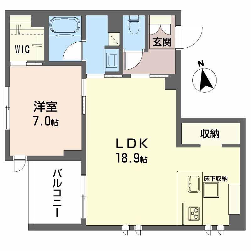 クレアール土樋(1LDK/1階)の間取り写真