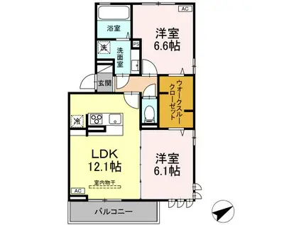 DROOM 徳行(2LDK/3階)の間取り写真