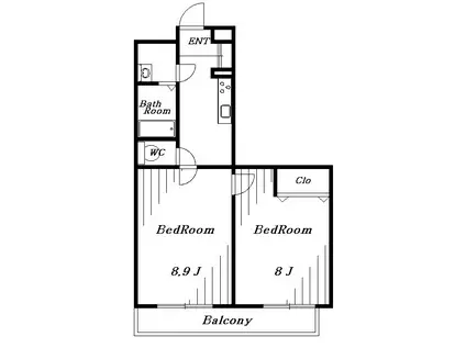 アーバンシャトー千葉中央(2K/2階)の間取り写真