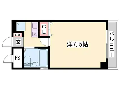 ベルトピア姫路I(1K/4階)の間取り写真