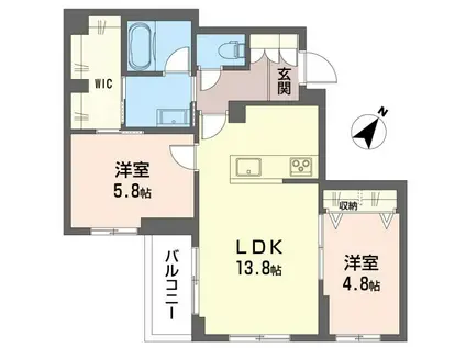 シャトー ワイエス(2LDK/3階)の間取り写真