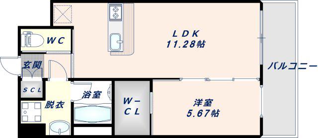 プレジオ森河内ASIAN(1LDK/15階)の間取り写真