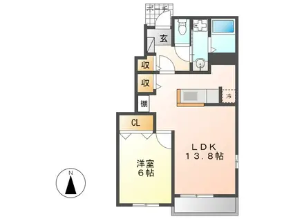 スウィート ヴィラ(1LDK/1階)の間取り写真