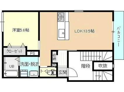 プライムステージ松福(1LDK/1階)の間取り写真