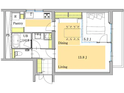 フラットグリーン(1LDK/3階)の間取り写真