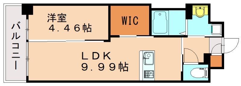 ウイングス三郎丸(1LDK/6階)の間取り写真