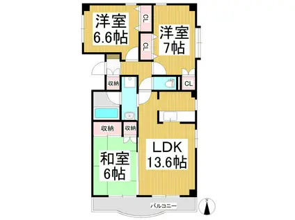 ライフコア上千田(3LDK/3階)の間取り写真