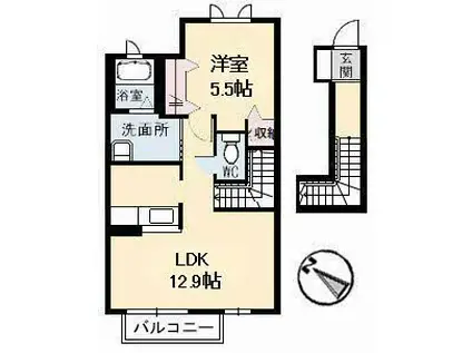 TIME&STYLE イースト(1LDK/2階)の間取り写真